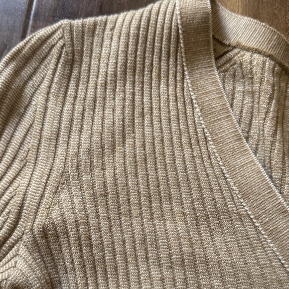 Theory Tan Ribbed Button-Up Cardigan - Picture 4 of 4